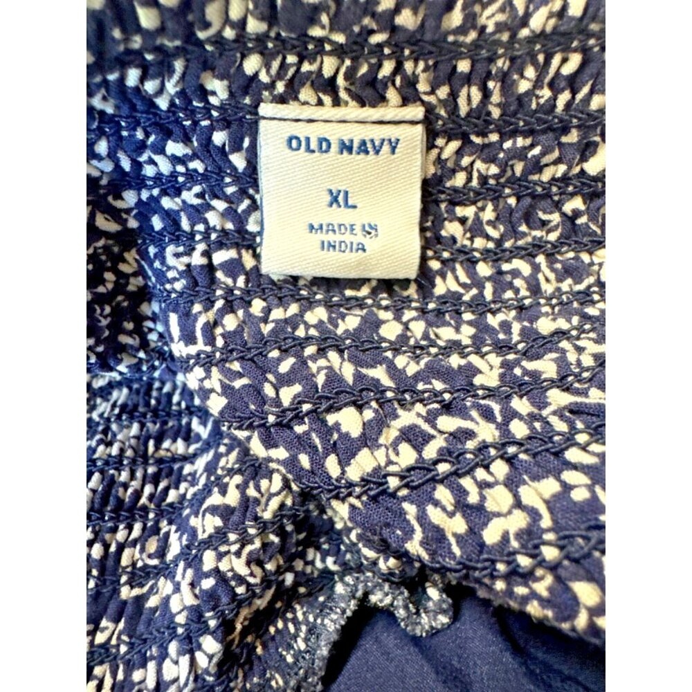 🌹OLD NAVY Womens XL Navy White Floral Coastal Beachy Boho Cottage Dress Y2K - Picture 7 of 8